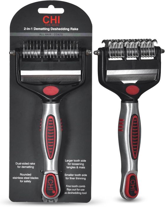 CHI for Dogs 2 in 1 Dematting and Deshedding Rake – Best 2-in-1 Solution